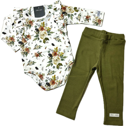 Komplet  bawełniany dla dziewczynki BODY + LEGGINSY - Star Kids